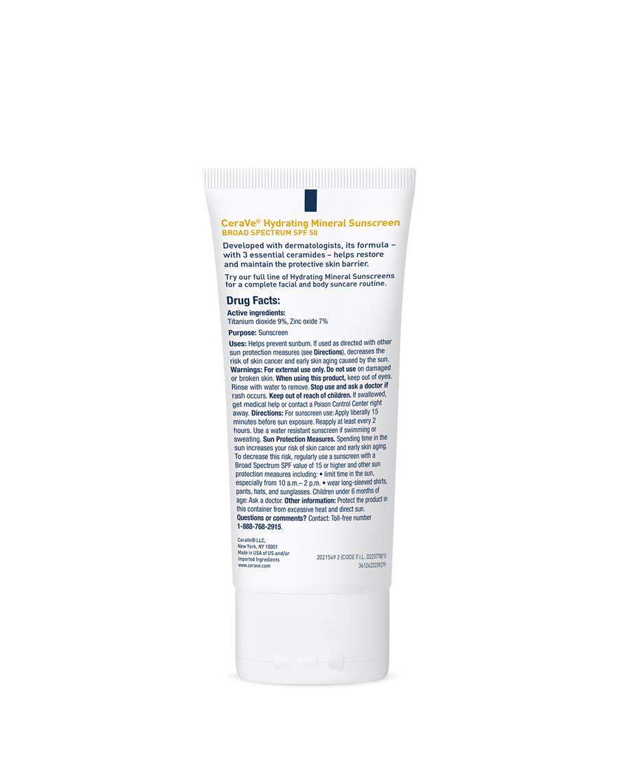 Cerave Hydrating Sunscreen Broad Spectrum SPF50 75ml (Mineral Sunscreen) - Image 2