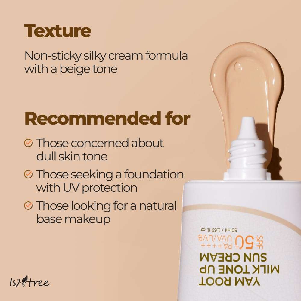 Isntree Yam Root Milk Tone Up Sun Cream SPF50+ PA++++ 50ml - Image 5
