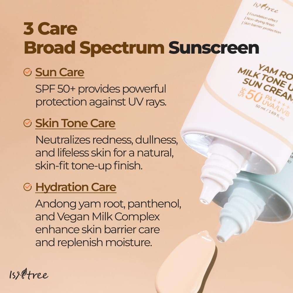 Isntree Yam Root Milk Tone Up Sun Cream SPF50+ PA++++ 50ml - Image 8