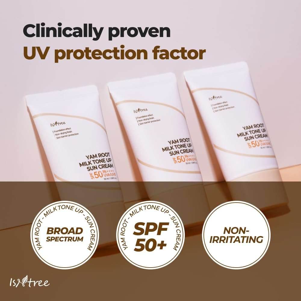 Isntree Yam Root Milk Tone Up Sun Cream SPF50+ PA++++ 50ml - Image 6
