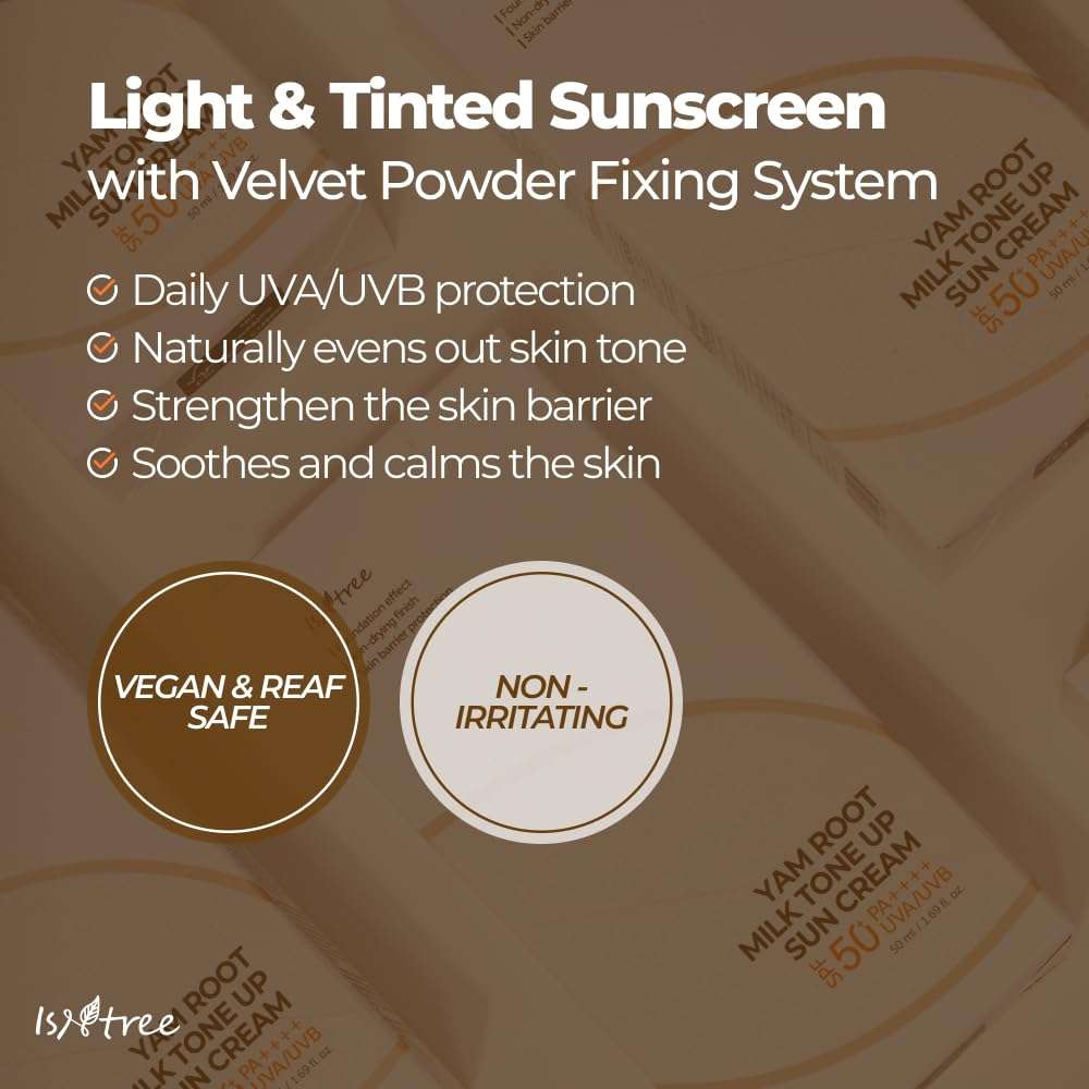 Isntree Yam Root Milk Tone Up Sun Cream SPF50+ PA++++ 50ml - Image 9