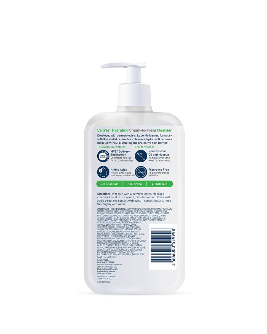 CeraVe Hydrating Cream To Foam Cleanser 237ml - Image 3