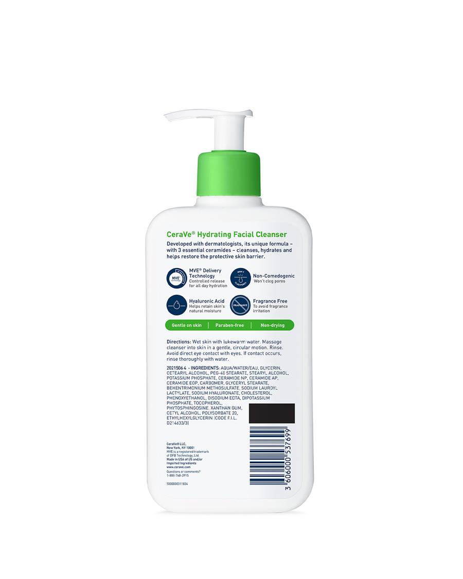 Cerave Hydrating Facial Cleanser For Normal To Dry Skin 355ml - Image 2