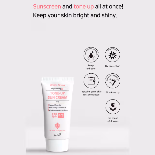 Nella White Snow Brightening Fermented Tone-Up Sun Cream SPF50+ PA+++ 50g - Image 2