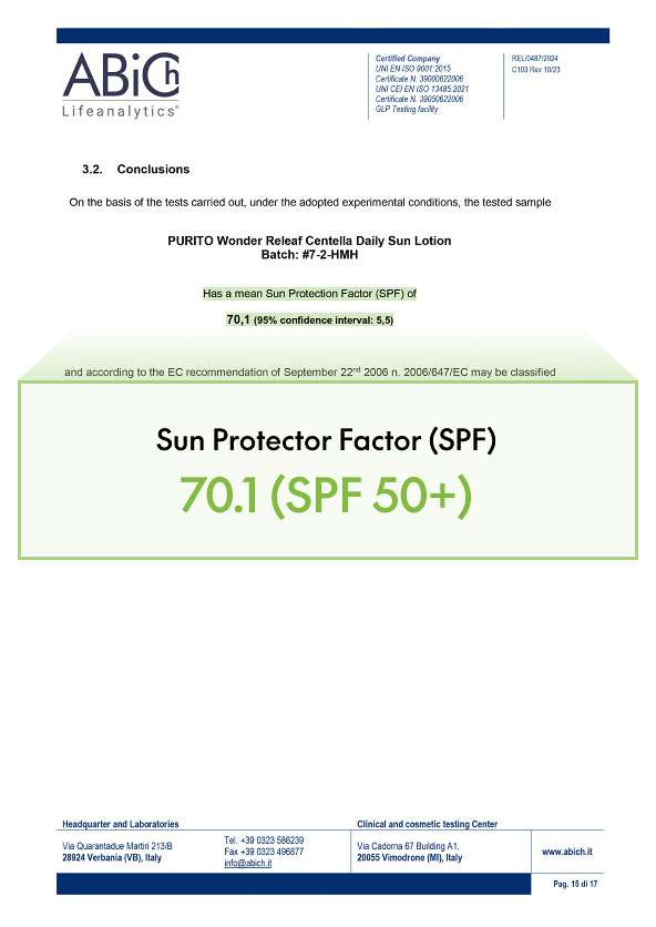 Purito Seoul Wonder Releaf Centella Daily Sun Lotion 15ml - Image 4