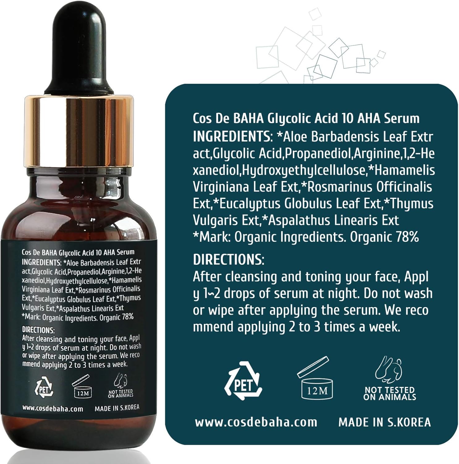 Cos De Baha Glycolic Acid 10 Aha Serum (G) 30ml - Image 3