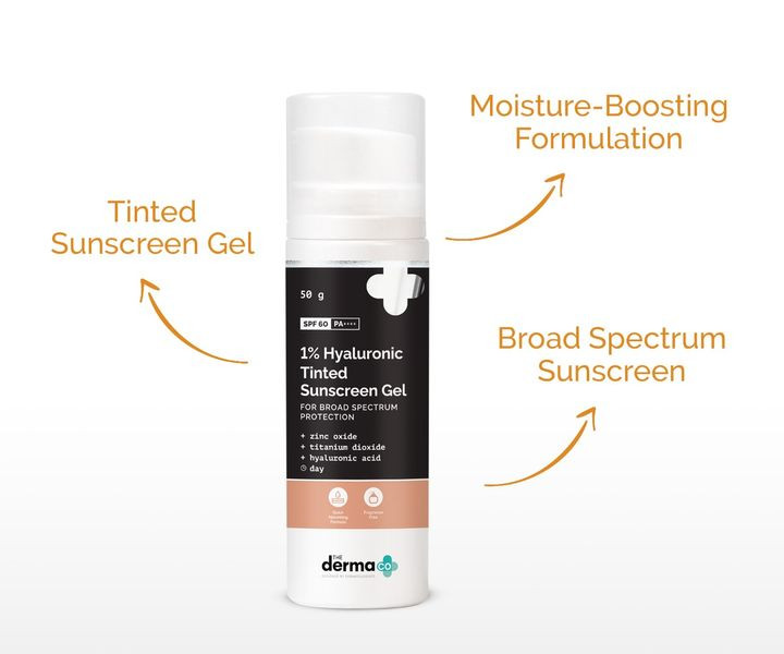 The Derma Co 1% Hyaluronic Tinted Sunscreen Gel SPF50 PA++++ – 50g - Image 2