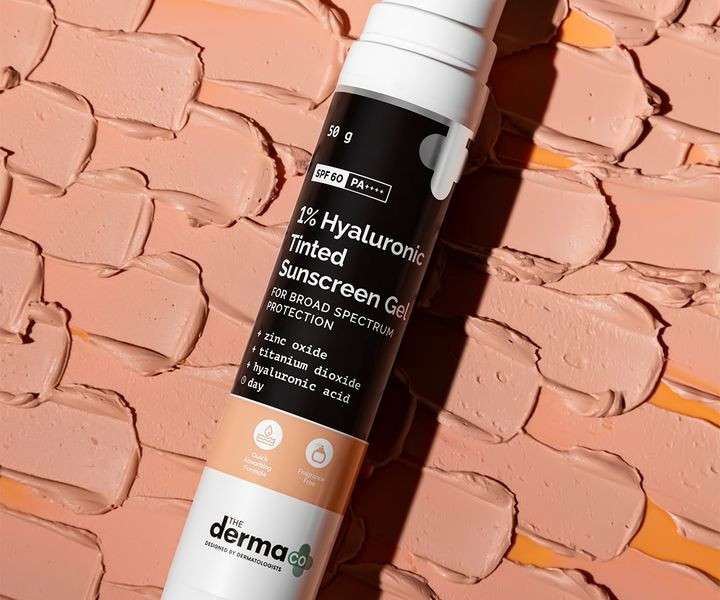 The Derma Co 1% Hyaluronic Tinted Sunscreen Gel SPF50 PA++++ – 50g - Image 3