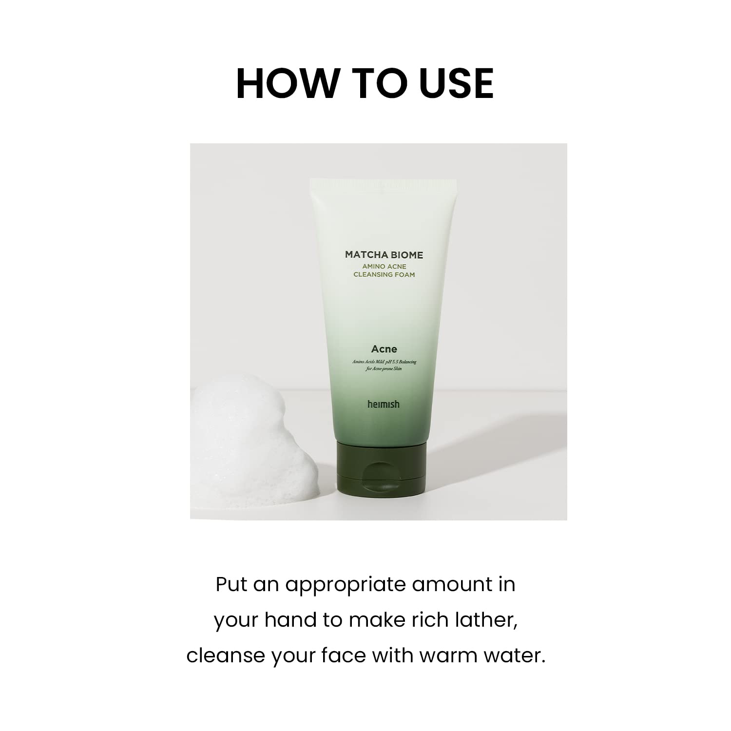 Heimish Matcha Biome Amino Acne Cleansing Foam 150ml - Image 8
