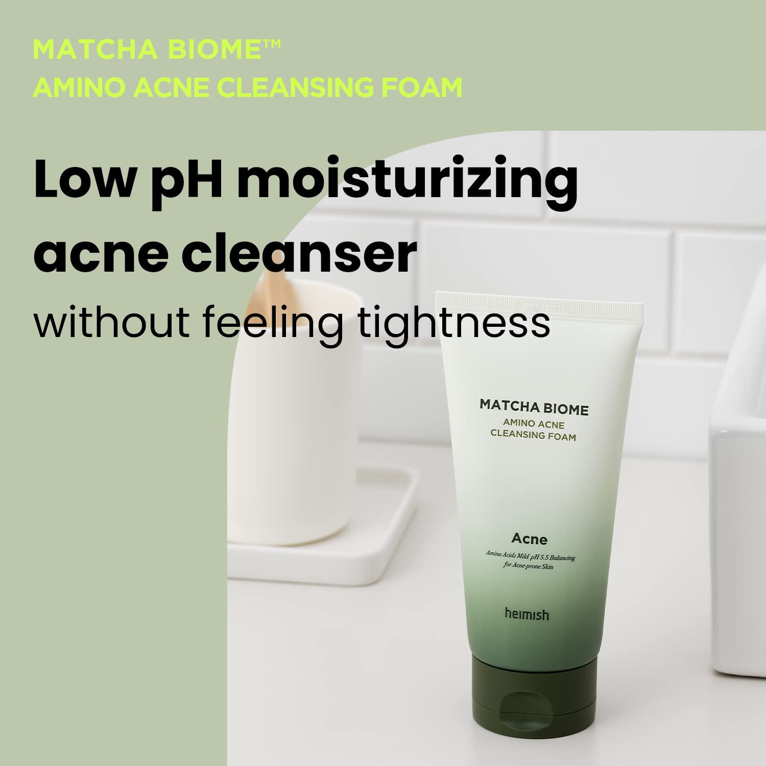 Heimish Matcha Biome Amino Acne Cleansing Foam 150ml - Image 4